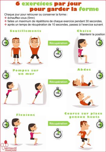 6 exercices par jour - Infographie - Mutuelle Mieux-Etre
